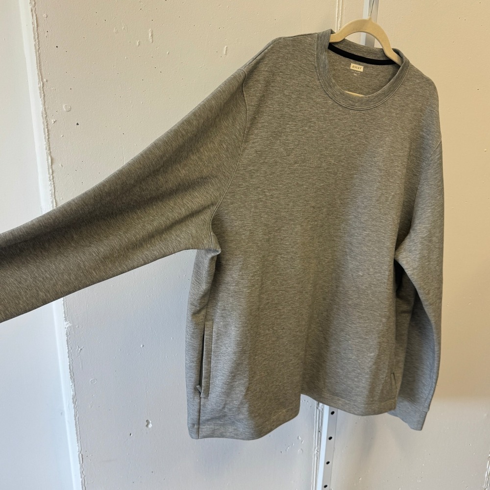 Away Travel Men's 3XL Heather Grey Crewneck Sweatshirt Zipper Pocket Athleisure - Picture 3 of 11